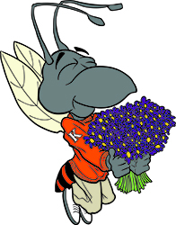 Buzz smelling flowers