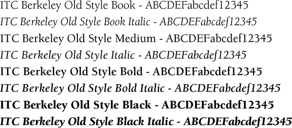 ITC Berkley Old Style Book font